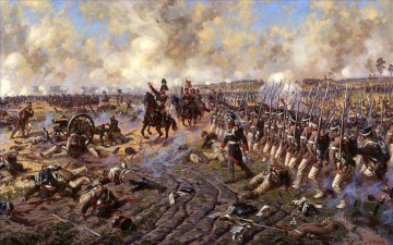 Clásico Painting - Peter Bagration en la batalla de Borodino Yurievich Averyanov Guerra militar